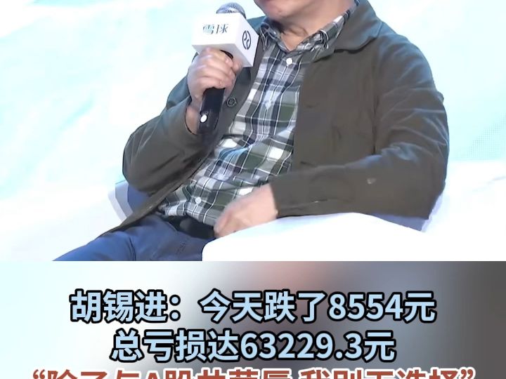 胡锡进:今天跌了8554元 总亏损达63229.3元“除了与A股共荣辱 我别无选择”哔哩哔哩bilibili