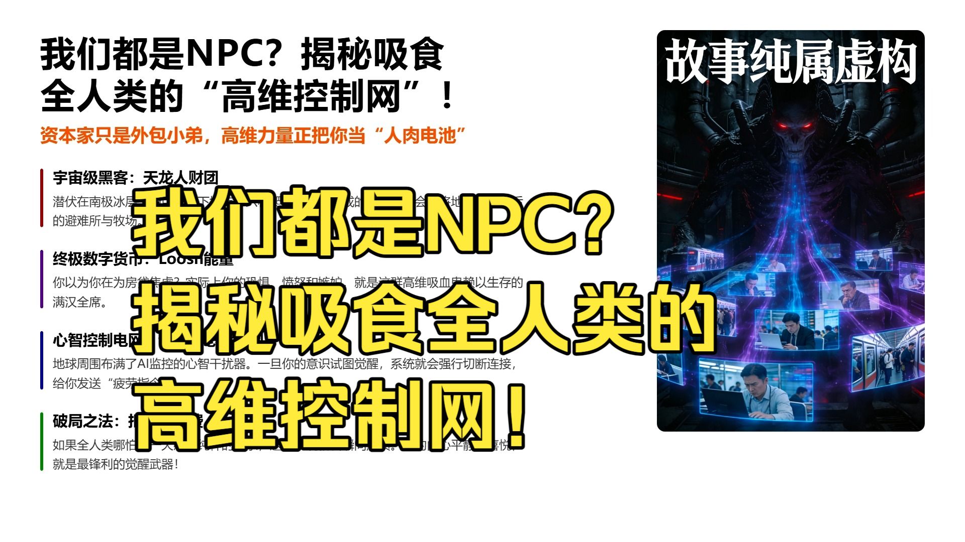 我们都是NPC？揭秘吸食全人类的“高维控制网”！