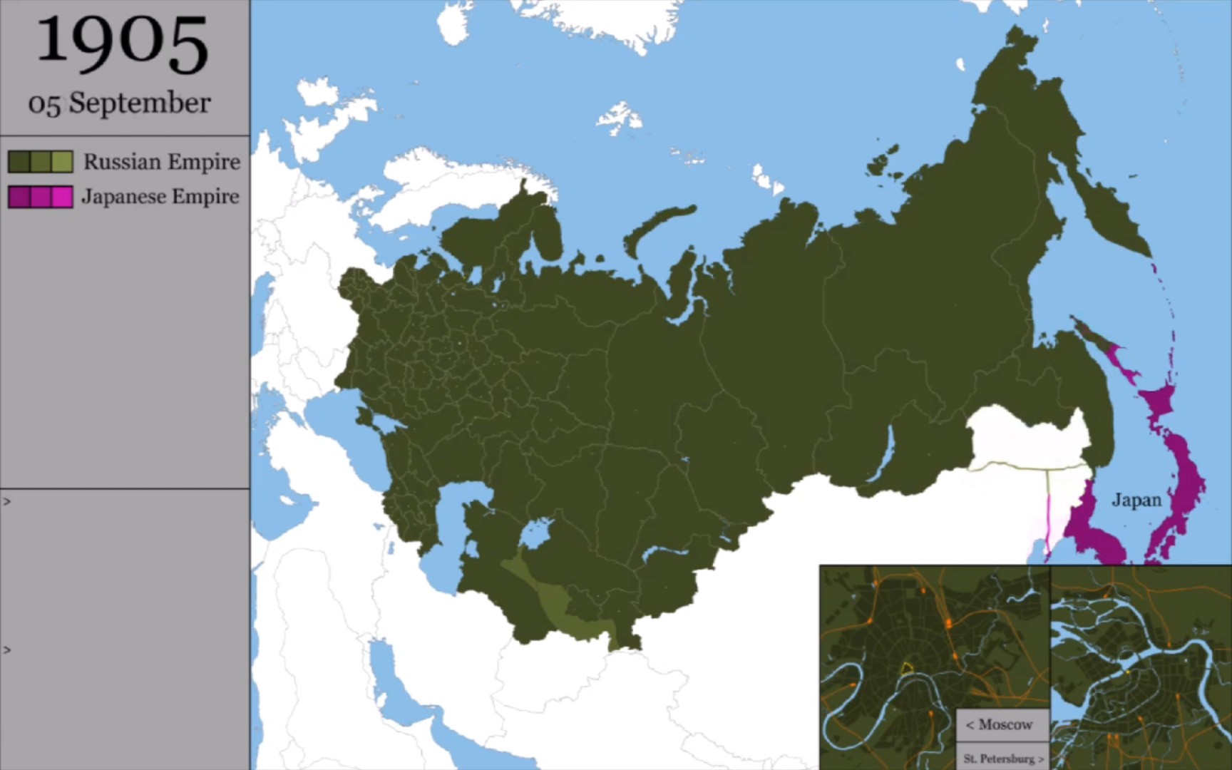 【历史地图】1905 年俄国革命地图:每月「Россия」🇷🇺