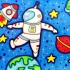 宇航员在太空#宇航员简笔画#太空儿童画#火箭简笔画#星空