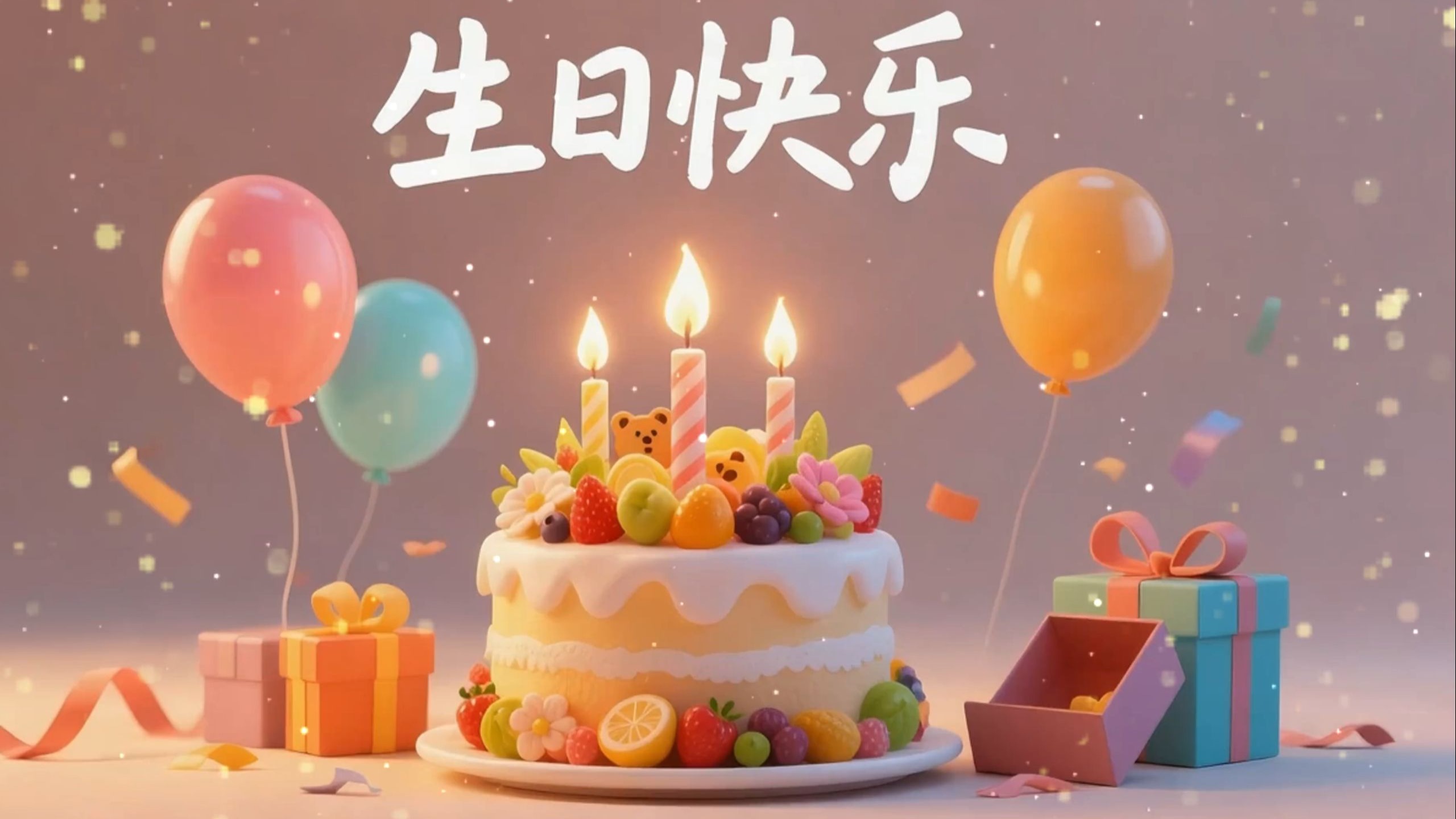 【素材016】卡通温暖生日背景动态视频