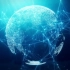k2463 4k画质炫酷plexus蓝色高科技感点线粒子相连地球连线ai互联网网络大数据人工智能技术云计算全球商务贸易金