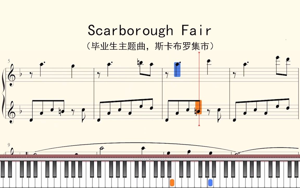 钢琴谱：Scarborough Fair（毕业生主题曲，斯卡布罗集市）