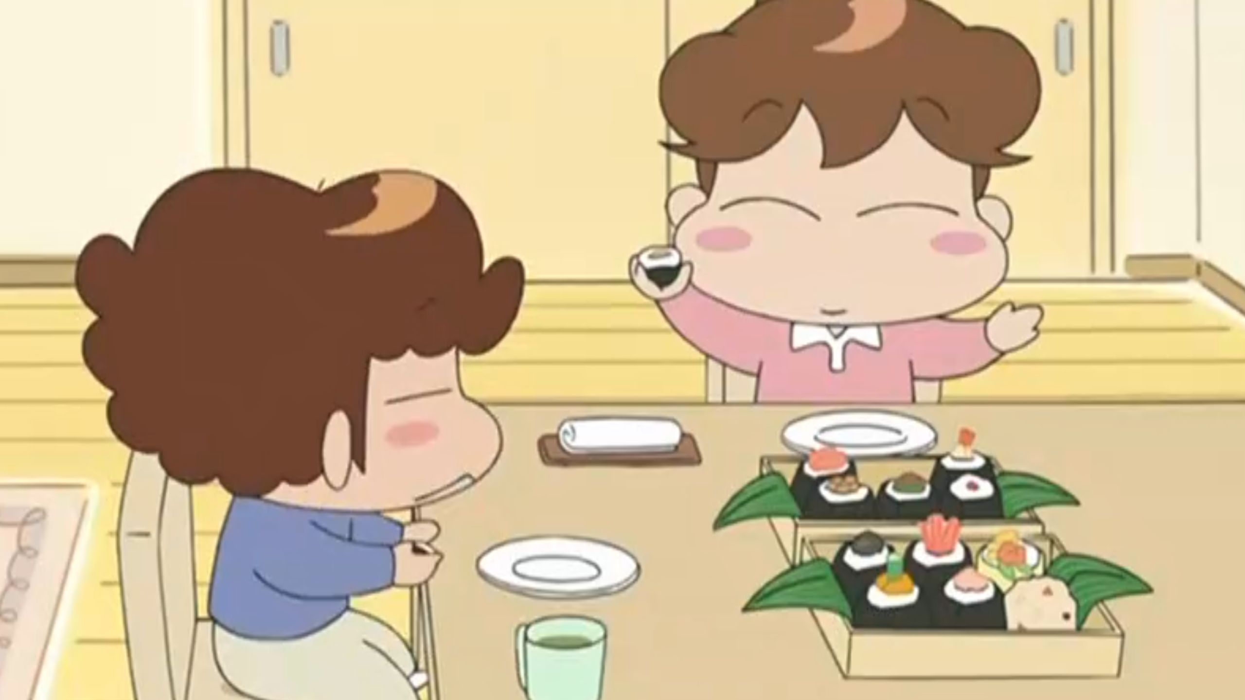 【我们这一家美食篇】花家晚餐吃美味的煎饺子和豪华御饭团哦