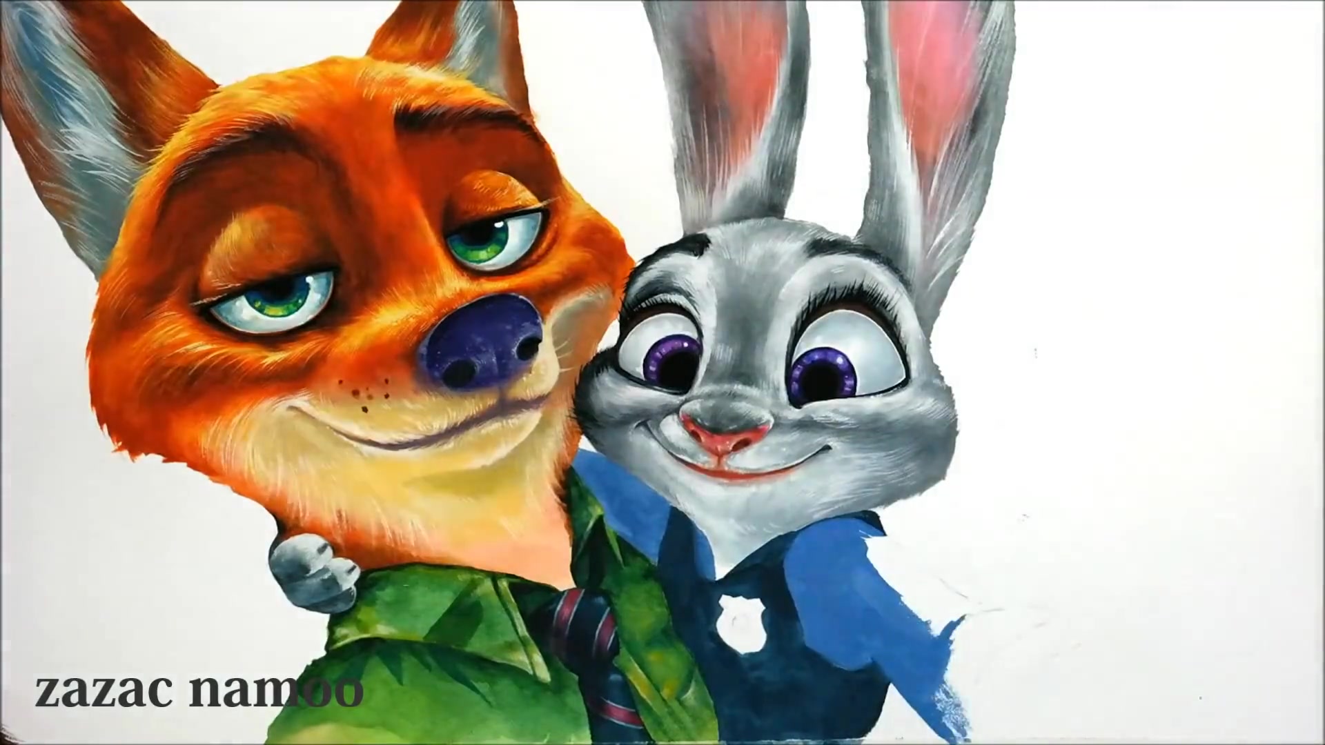 大神eruda art 水彩插画疯狂动物城朱迪和尼克!