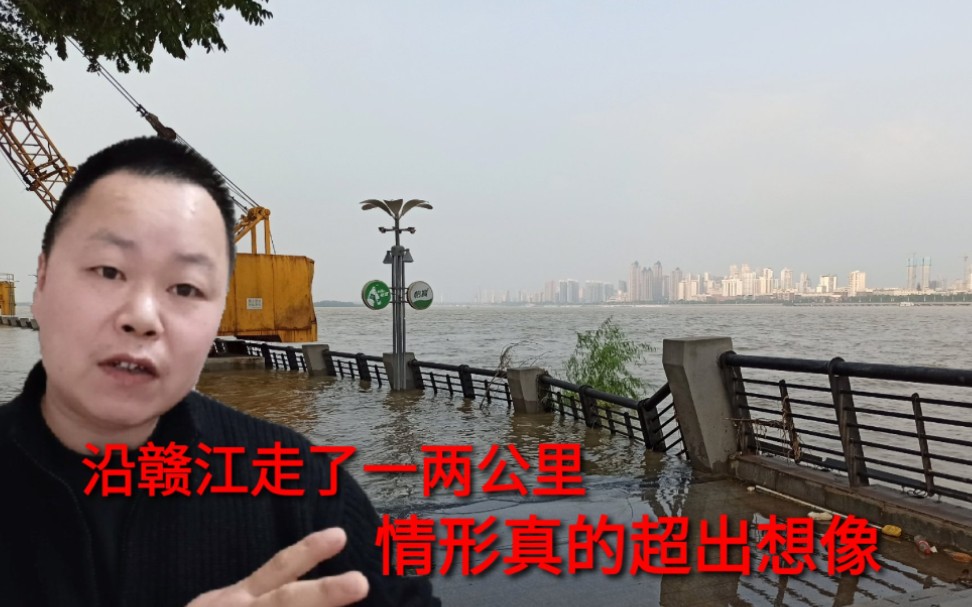 南昌暴雨后赣江究竟咋样了？小伙沿江步行两公里，决定一探究竟！