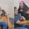 国外女子欲抱男友一旁狗狗吃醋狂抗议，网友笑翻：这狗是母的吧