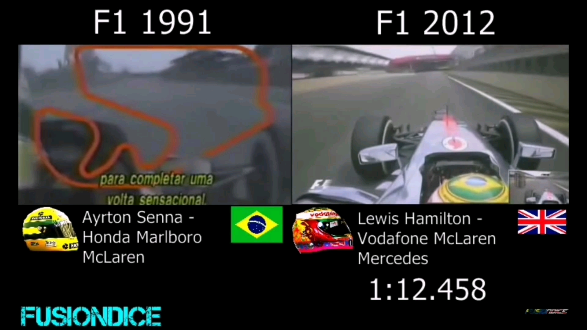 F1 巴西站 1991塞纳vs2012汉密尔顿单圈车载 车神和七冠王的对决