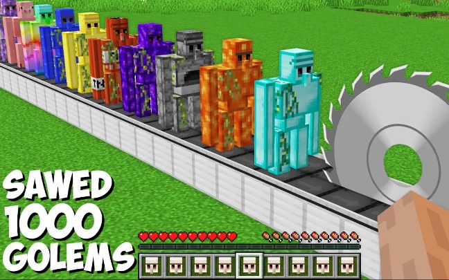 你可以在 Minecraft 中锯掉所有的傀儡！  1000 GOLEMS 的超级陷阱！