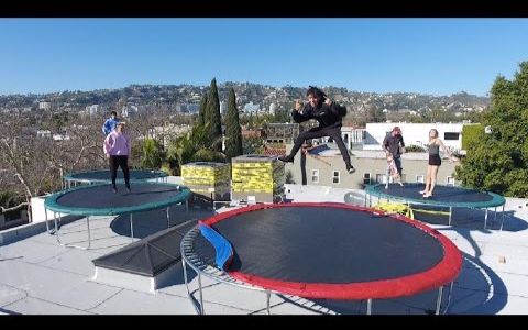 lucas and marcus - epic trampoline park on roof!