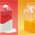 Cinema 4D - 牛奶和果汁纸盒教程。体积生成器 