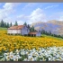 【丙烯画】【绘画教程】Daffodils Field Landscape-水仙花田