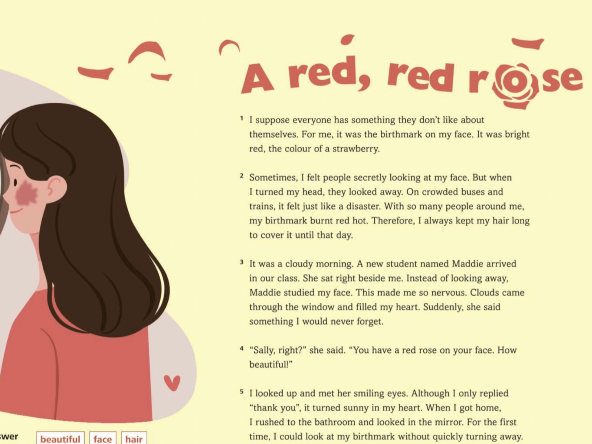 八上Unit1 A red, red rose 逐句跟读新外研八上英语第一单元P5课文 一朵红红的玫瑰