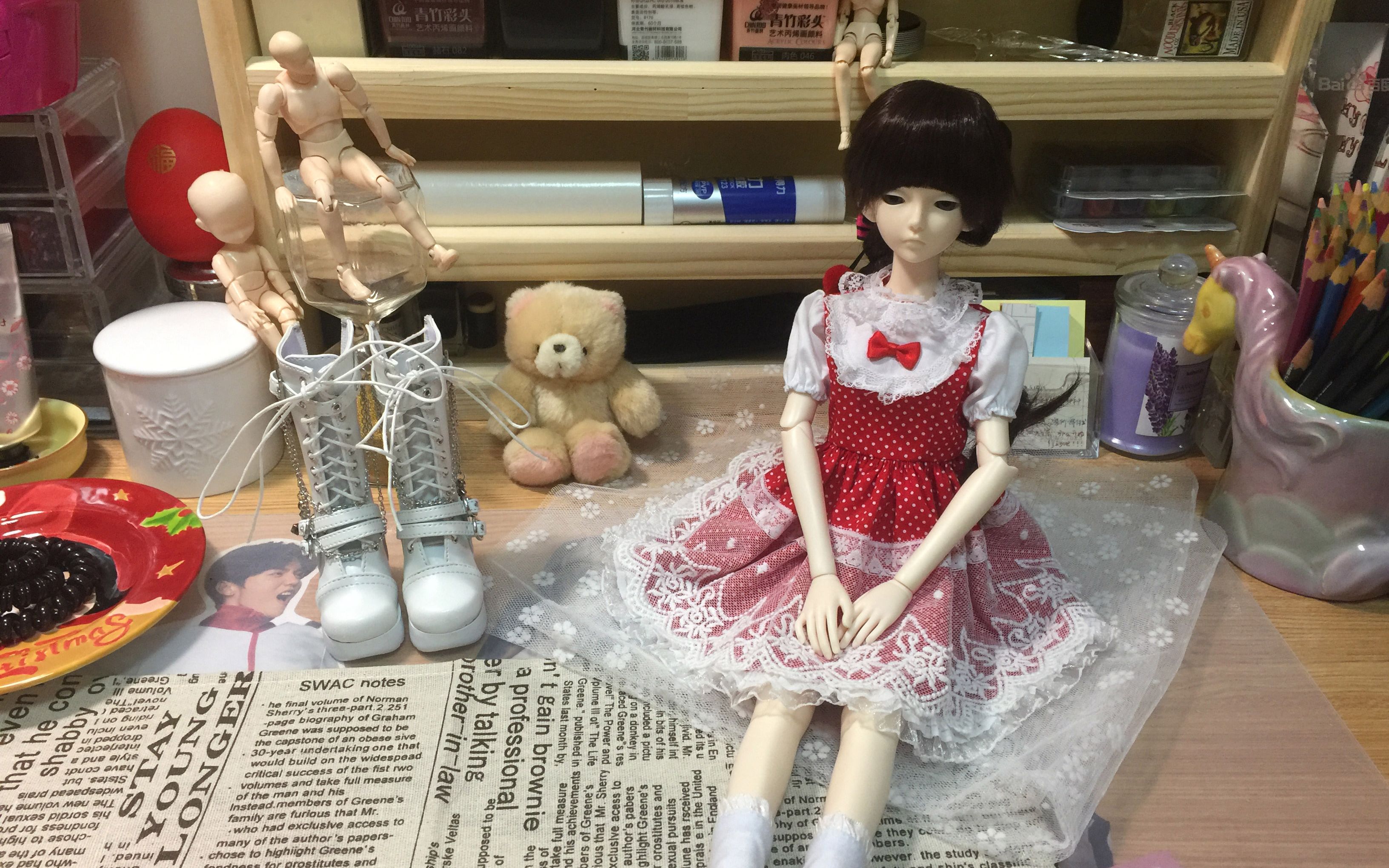 [bjd]4分娃鞋试穿[白色长统靴]&diy手链拆箱哔哩哔哩bilibili