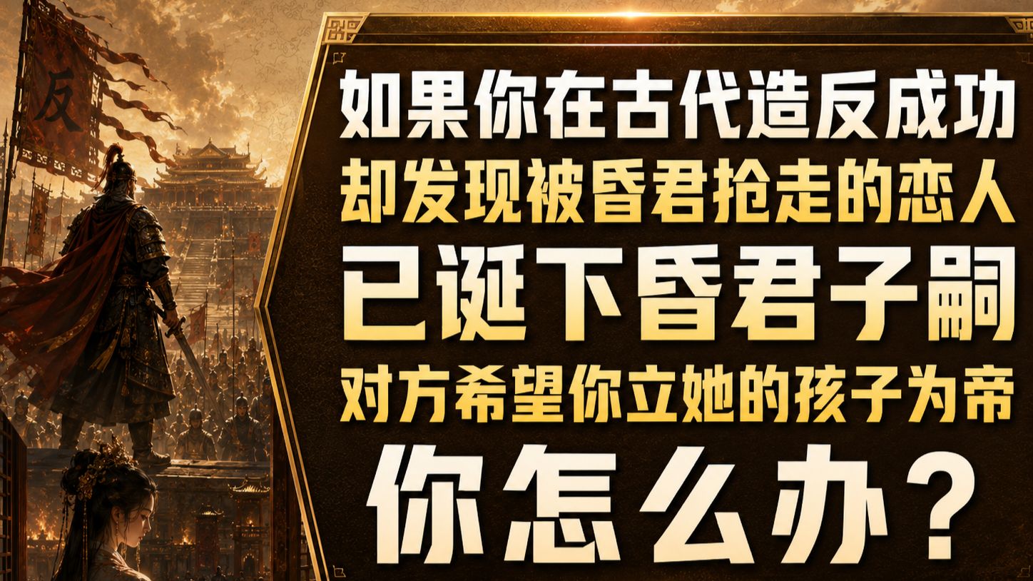 如果你在古代造反成功，却发现你那被昏君抢走的恋人已诞下昏君子嗣，对方希望你立她的孩子为帝，你怎么办