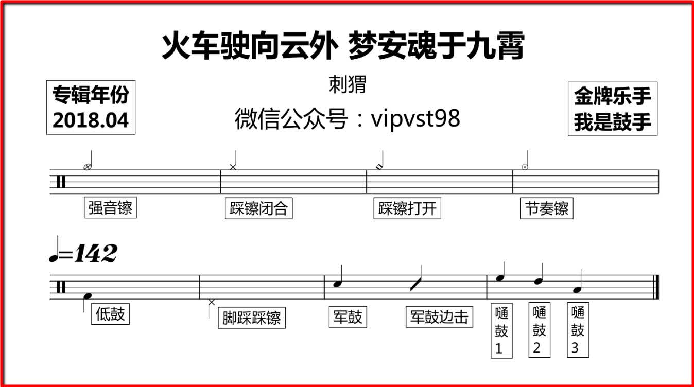 金牌乐手刺猬火车驶向云外梦安魂于九霄鼓谱动态鼓谱drumscore