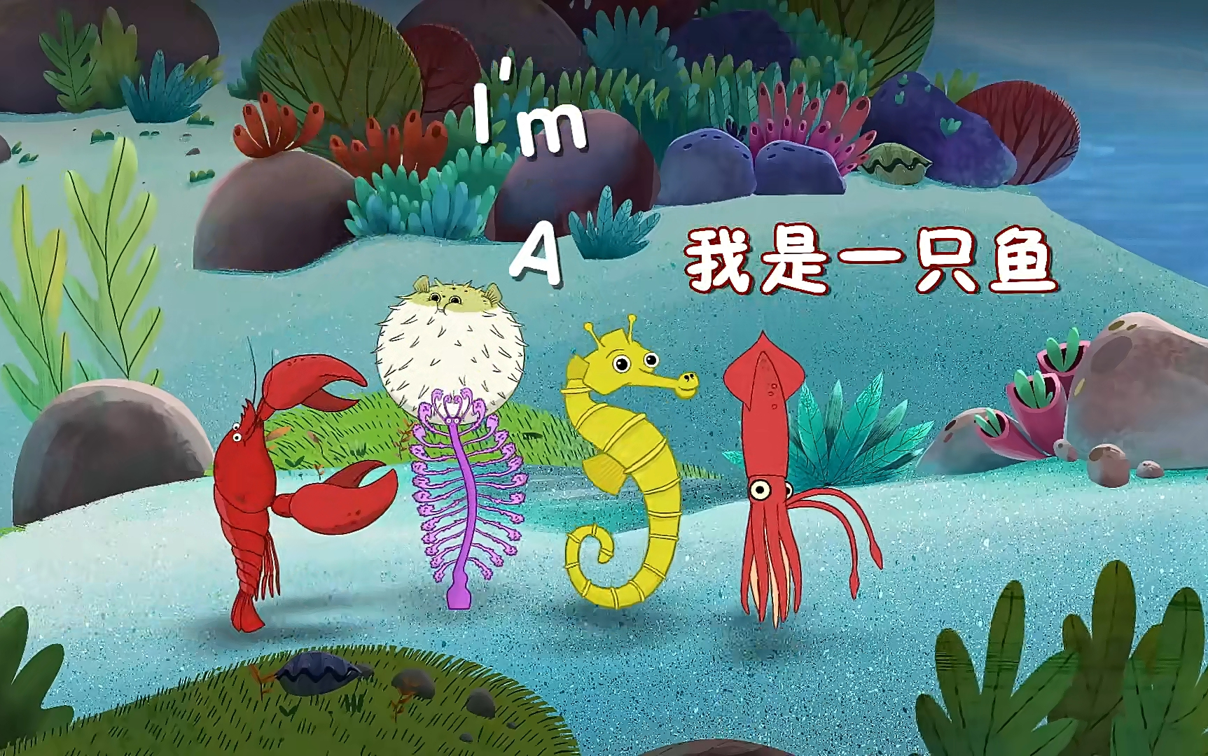 【我是一条鱼 英文版+中文版全集】鱼类知识启蒙动画片