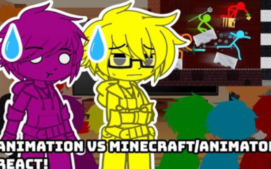 Stickman + Monster school + ??? react to Animation vs Minecraft ep 30/GCRV  (Read desc!) 