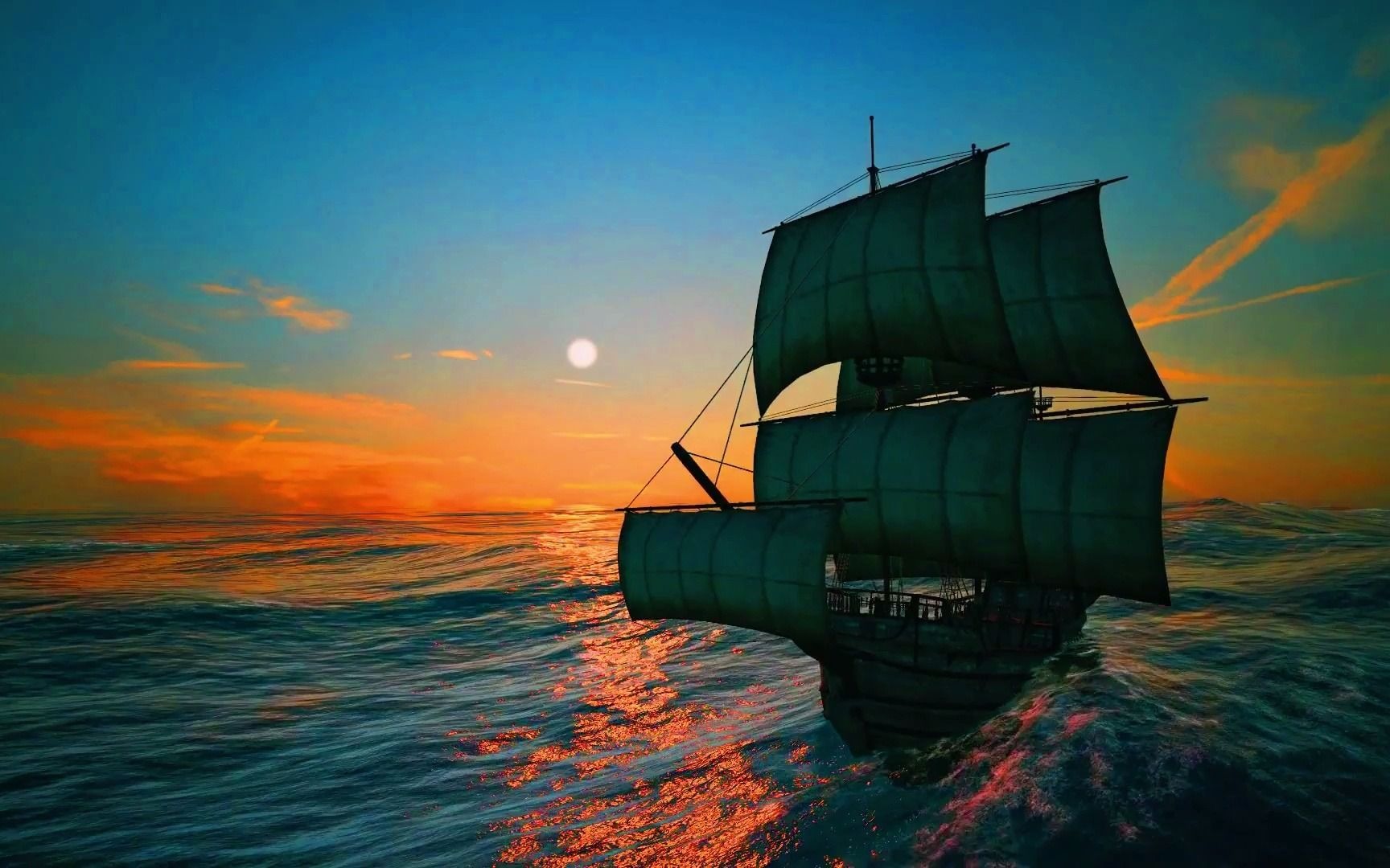 海上日出帆船风景视频素材