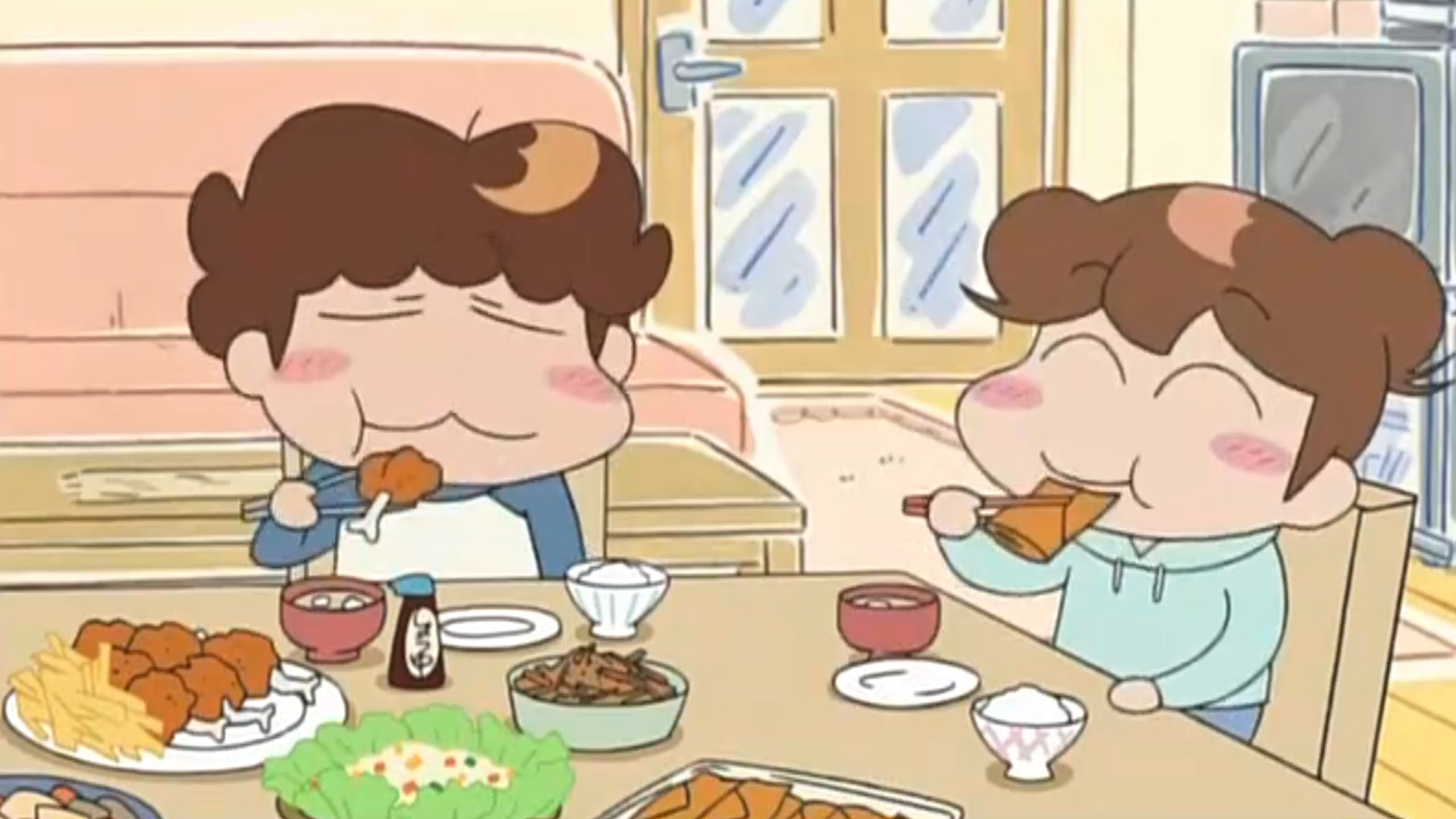 【我们这一家美食篇】花妈做了一桌子丰盛又美味的饭菜，柚子橘子吃得好开心哦