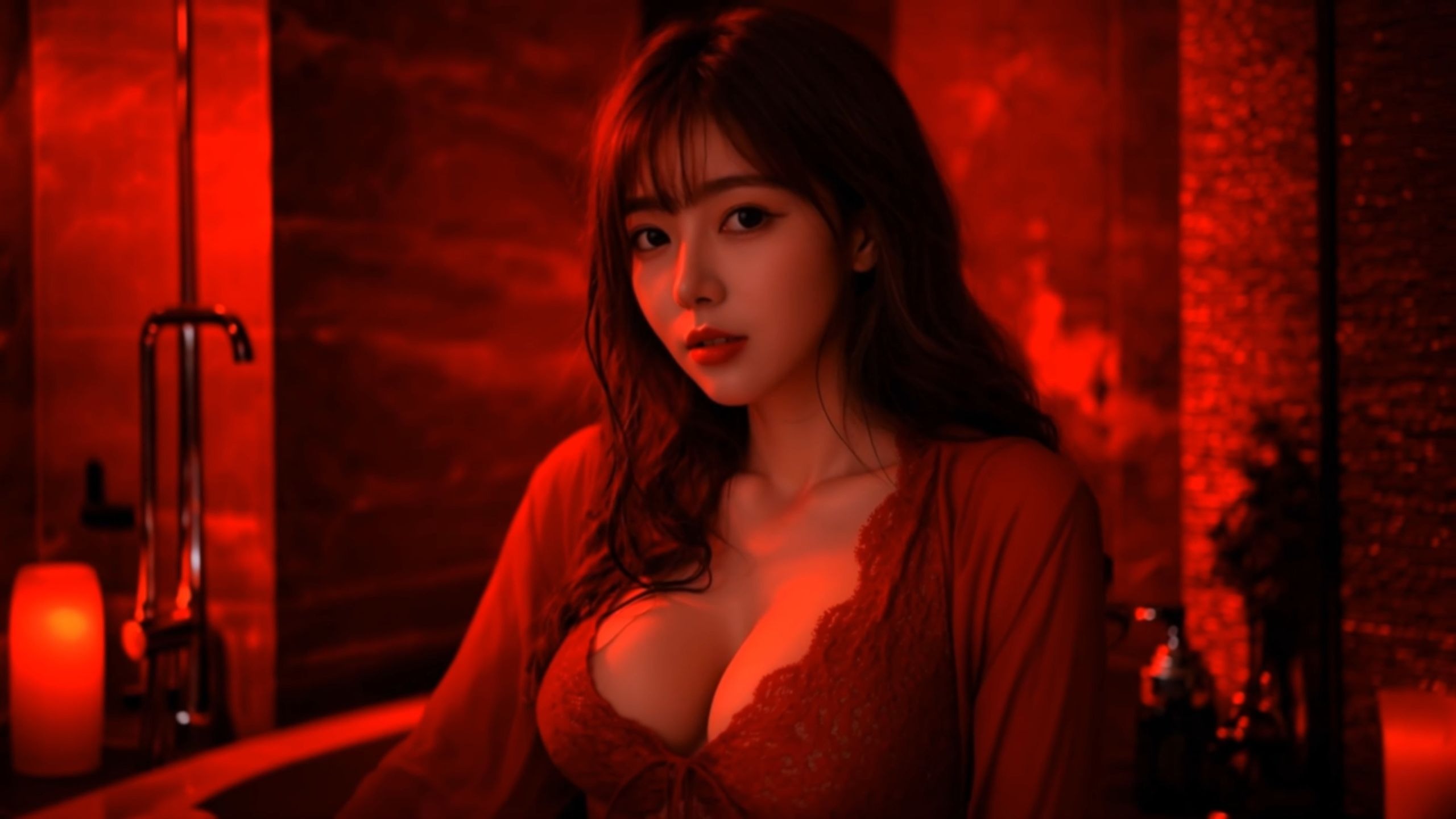 【AI MV】红色光影的诱惑【亚洲美颜】