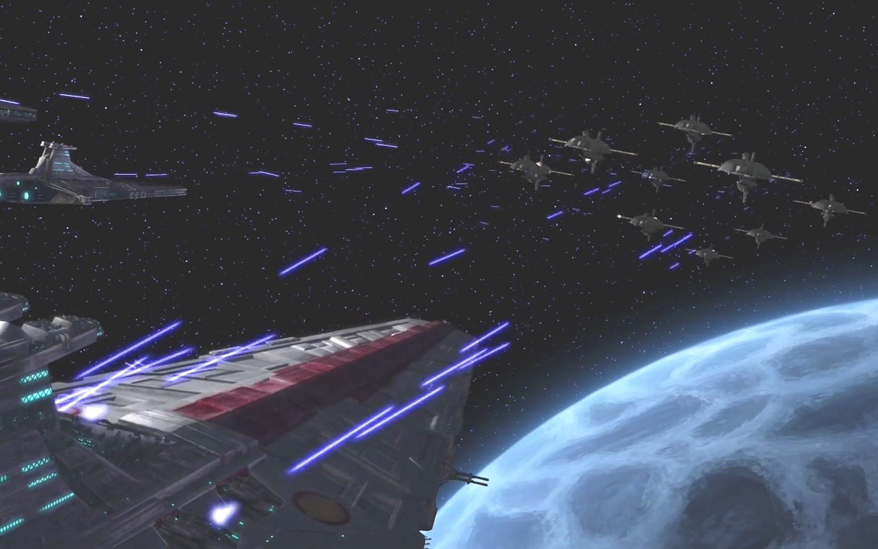 星球大战 超空间跃迁来的猎兵级歼星舰舰队攻击神意级星际无畏舰_哔哩哔哩_bilibili