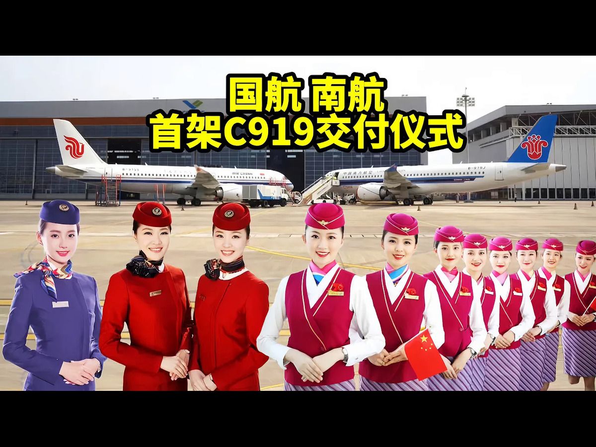 独家!中国国航!中国南航首架C919飞机交付仪式哔哩哔哩bilibili