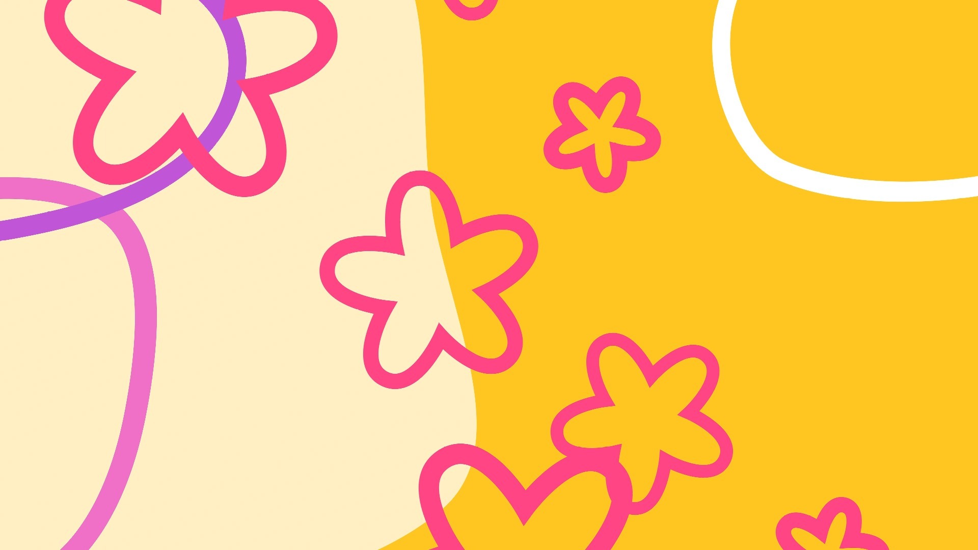 【舞台背景】47-黄色卡通几何花朵线条动态循环视频背景❤️ 浪漫梦幻舞蹈晚会年会循环动画