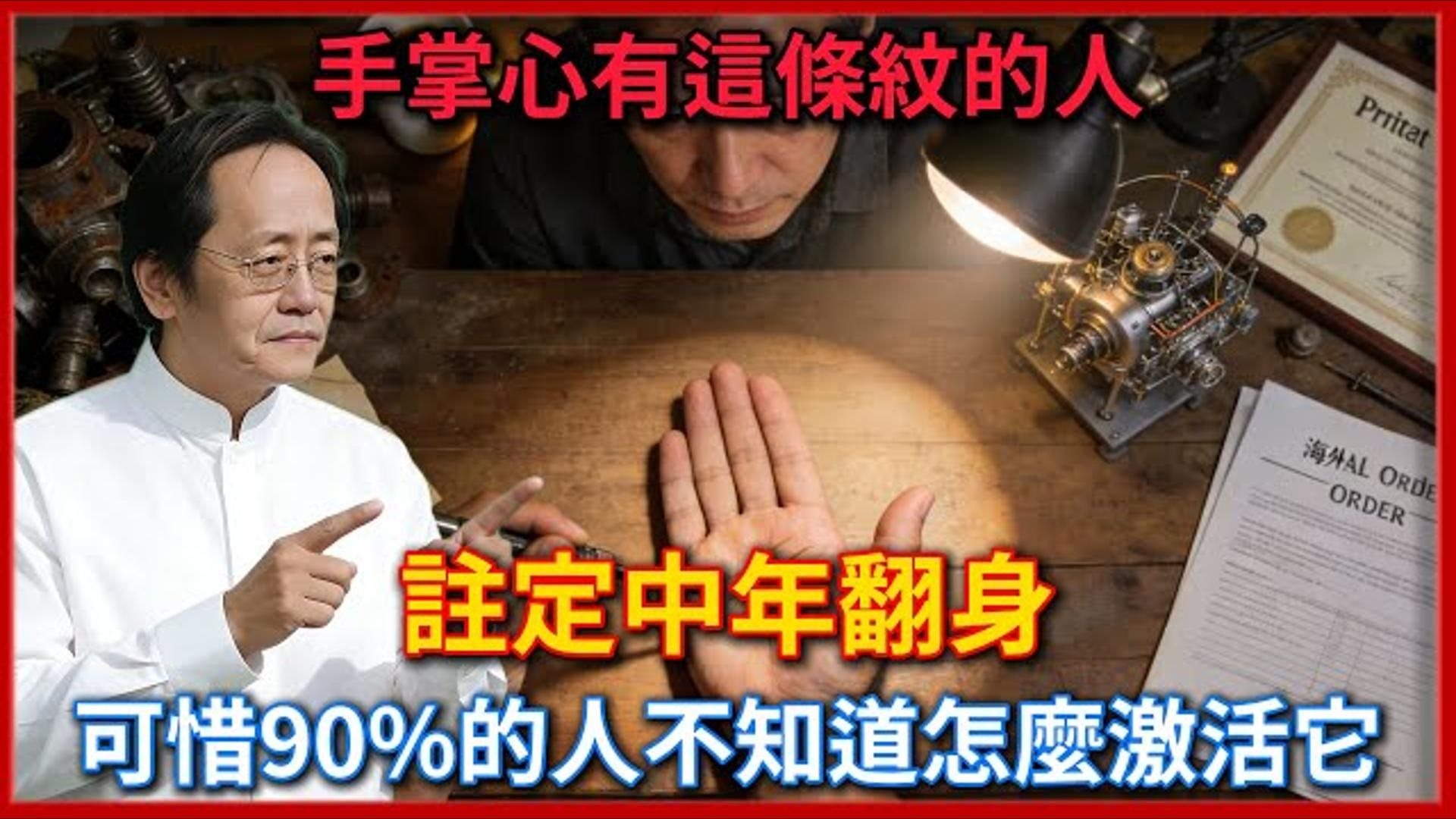 国学智慧倪海厦：手掌心有这条纹的人，注定中年翻身！ 可惜 90%的人不知道怎么激活它