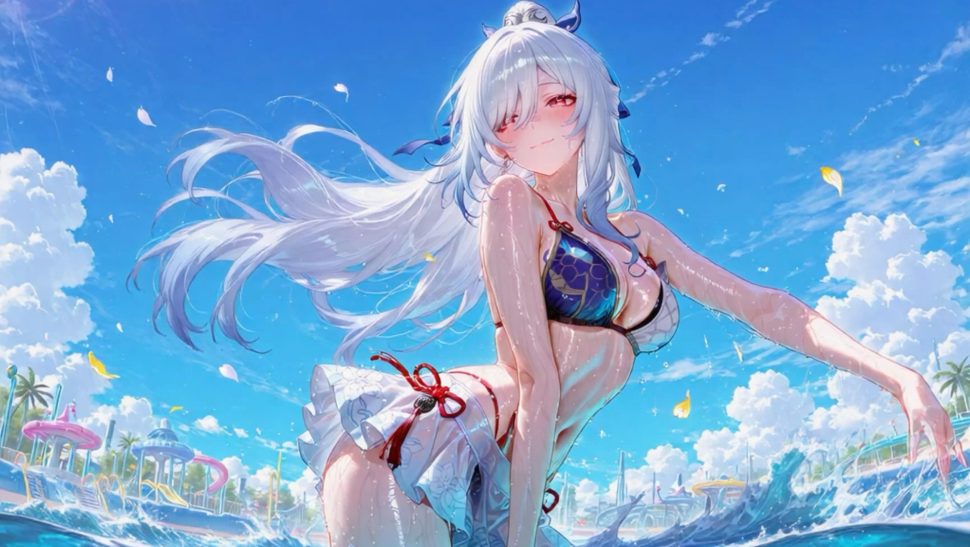 镜流绝美可爱水中游玩动画泳装壁纸