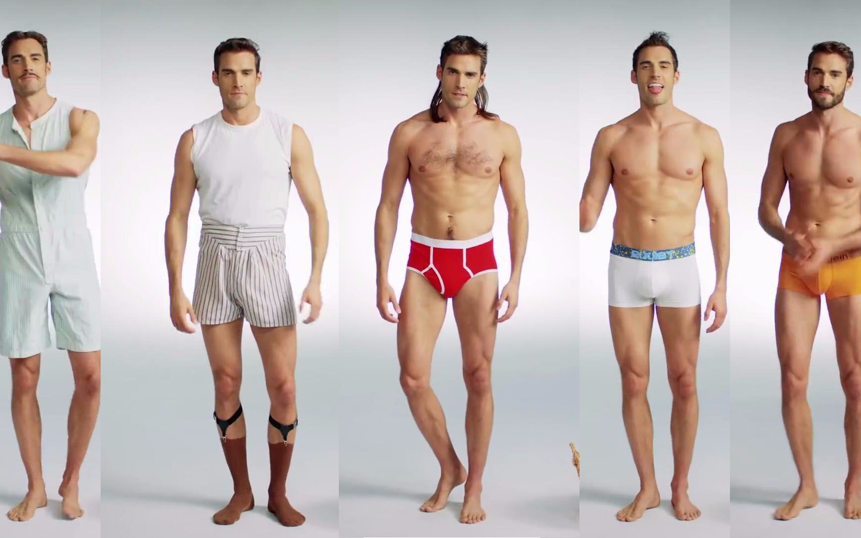 肌肉帅哥演绎美国男性内裤的百年变迁史，小小内裤折射男色时代芳华