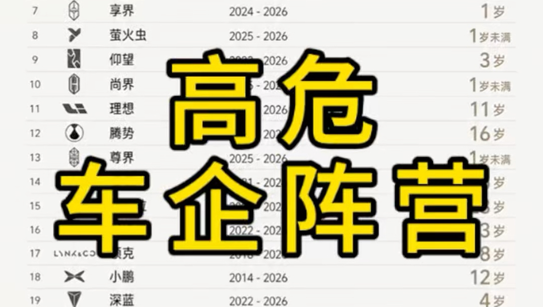 高危车企阵营