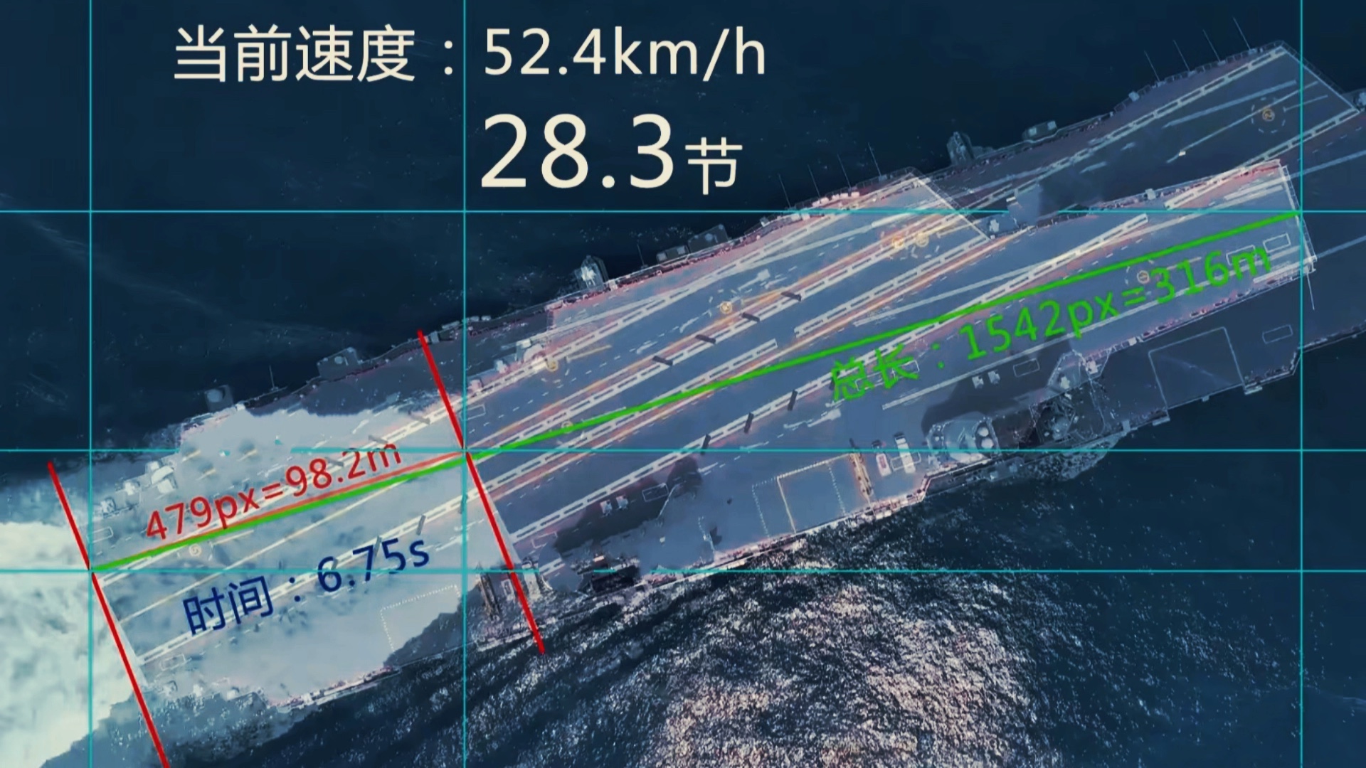 精确测速：福建舰至少飙到了28.3节！意外发现有一段海试视频是无人机定点拍摄的，而且恰好是在福建舰飙高速的时候