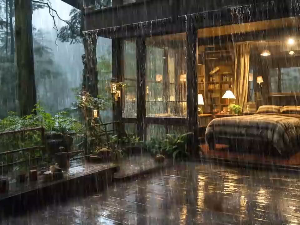 大自然的声音 | 周末独处-雨林里慵懒的温馨卧室，专为喜欢听着雨声睡眠的小伙伴做准备的雨声环境 | 工作、学习、冥想、专注力训练