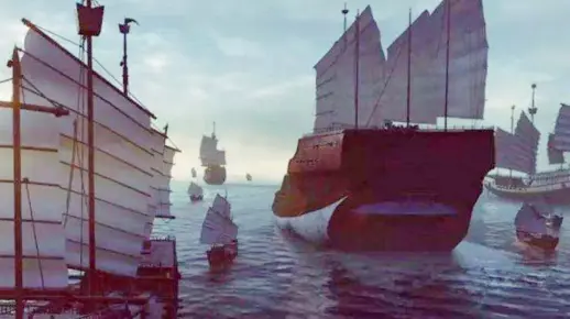 明朝郑和下西洋的船队，里面不止一种船，还有其他用途的船