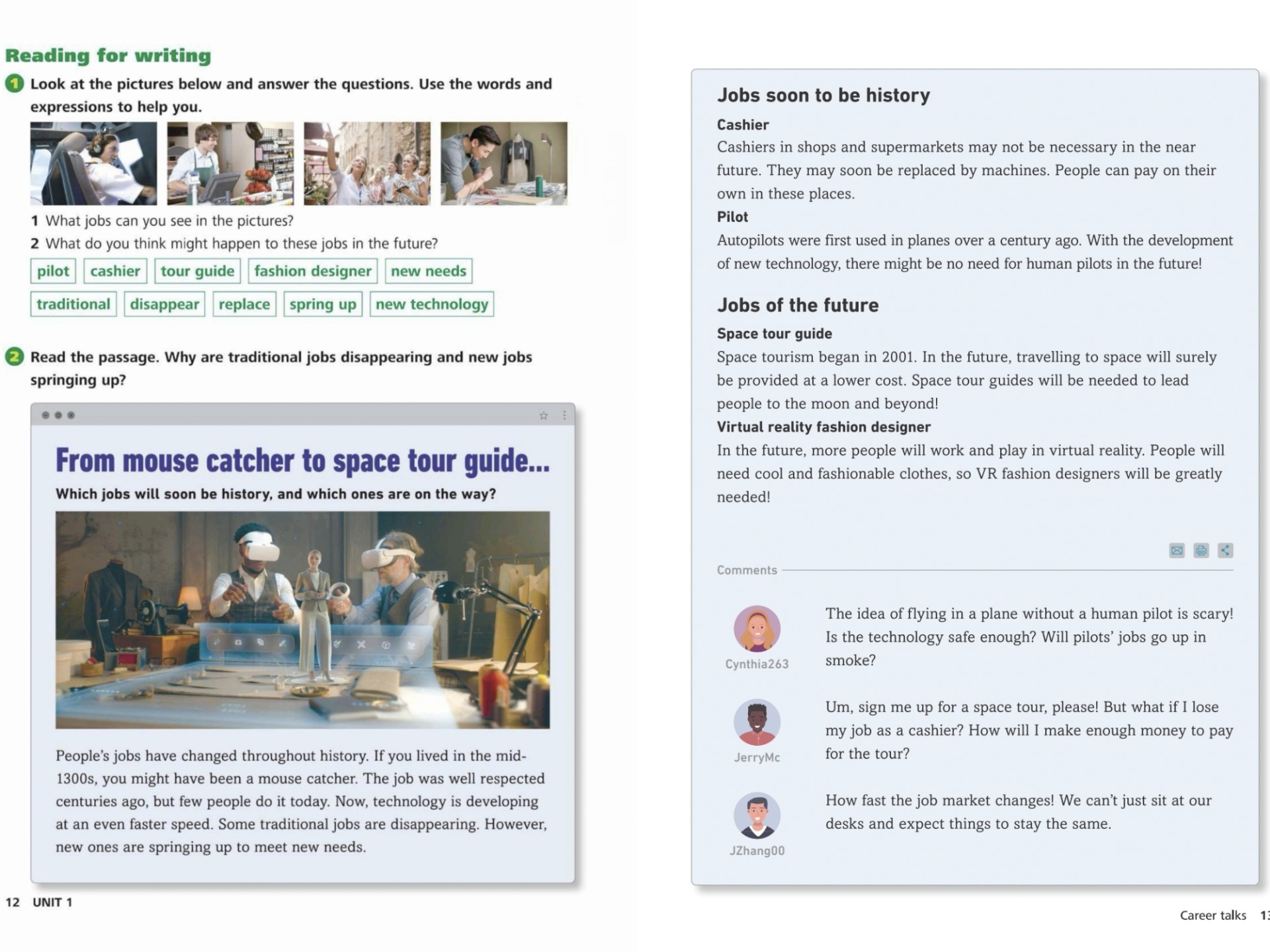 八下Unit1 From mouse catcher to space tour guide... 逐句跟读 新外研八下英语第一单元课文 从捕鼠人到太空旅行导游