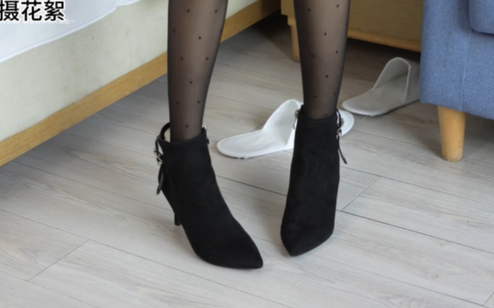 Change into spotted socks and black silk little martin boots