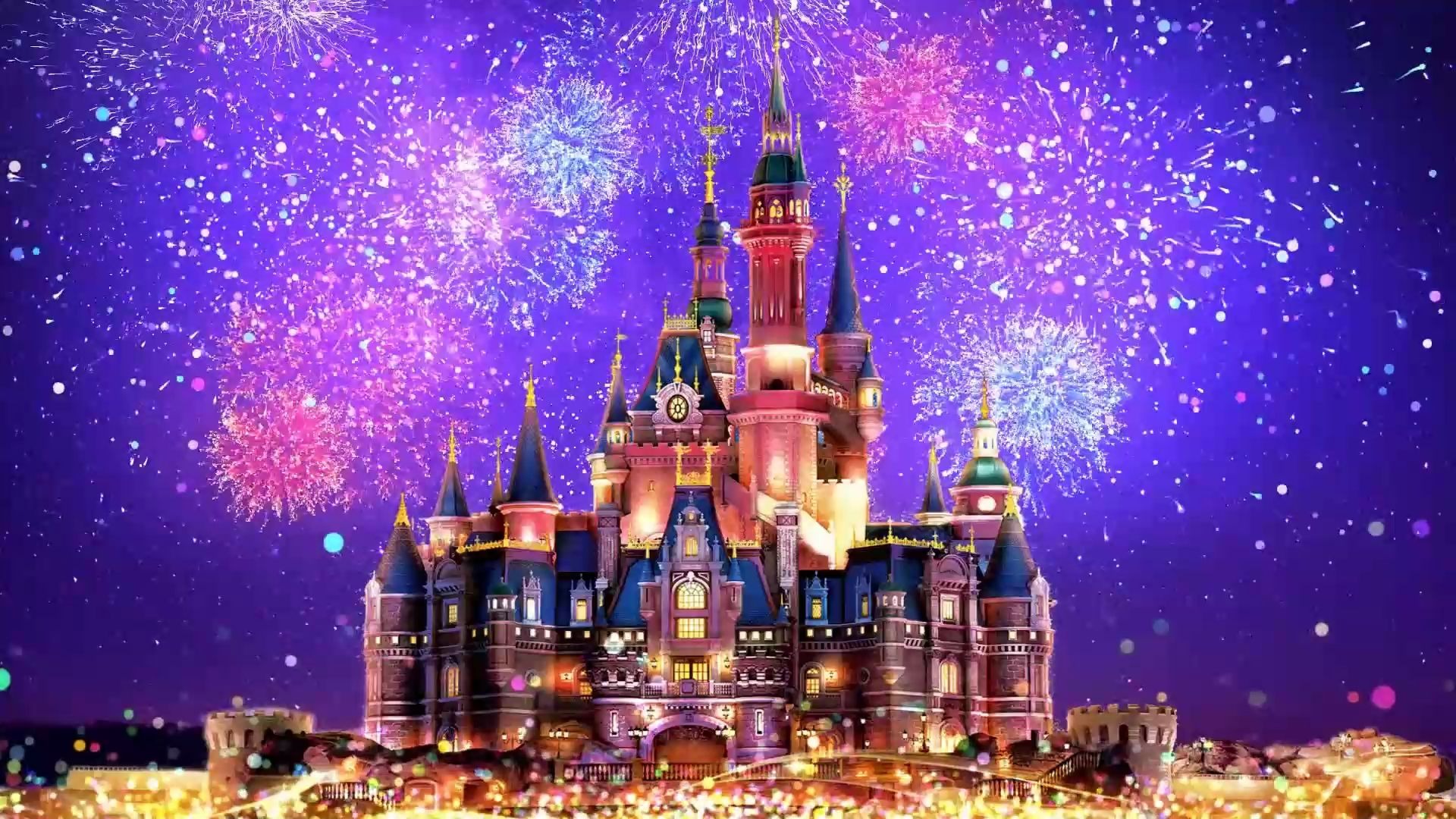 奇妙的惊喜 城堡烟花配乐舞蹈晚会舞台演出表演高清led大屏幕背景视频素材