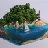 C4D制作海面小岛效果  立方微世界风格制作