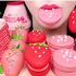 【Jane】吃播助眠 草莓大餐 草莓马卡龙&草莓千层蛋糕&草莓奶油卷&益生菌奶