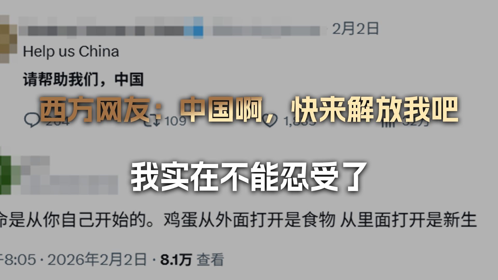 “中国，求你快来解放我们”西方网友一句感慨，点燃中外千万爆文