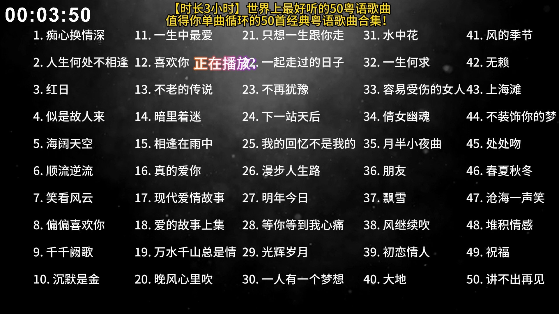 【粤语歌曲车载合集】三：50首粤语 值得你单曲循环经典音乐