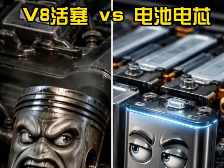 V8活塞 vs 电池电芯 #汽车零件 #v8发动机 #汽车用车知识 #内容过于真实