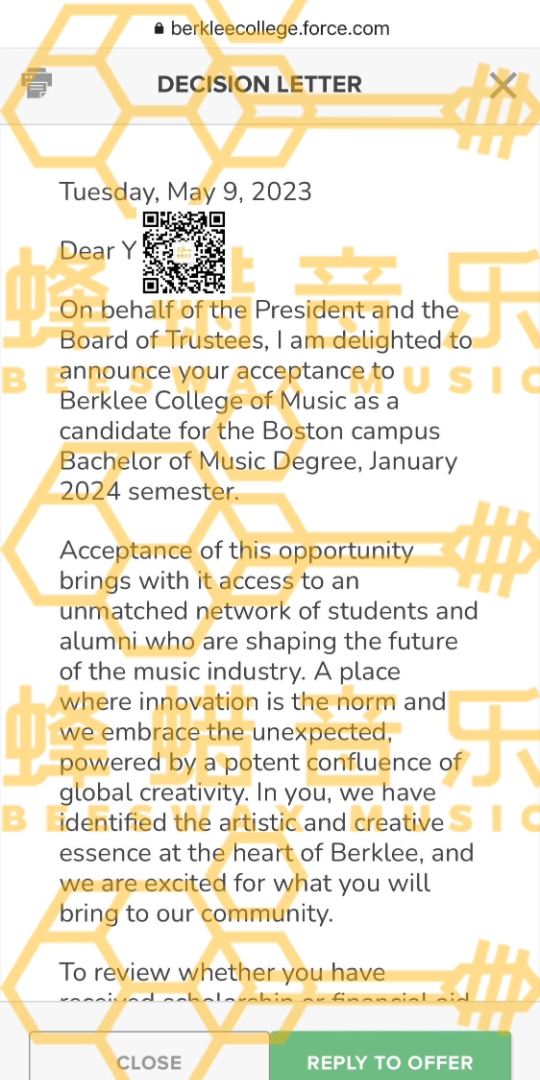 恭喜Y同学获得美国伯克利音乐学院录取，主乐器吉他 #音乐留学