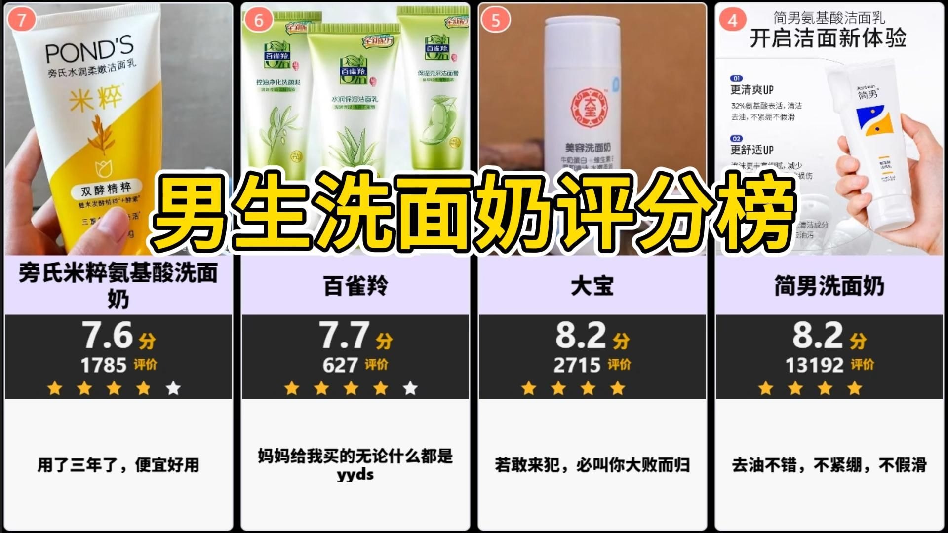 【虎扑】男生洗面奶评分榜