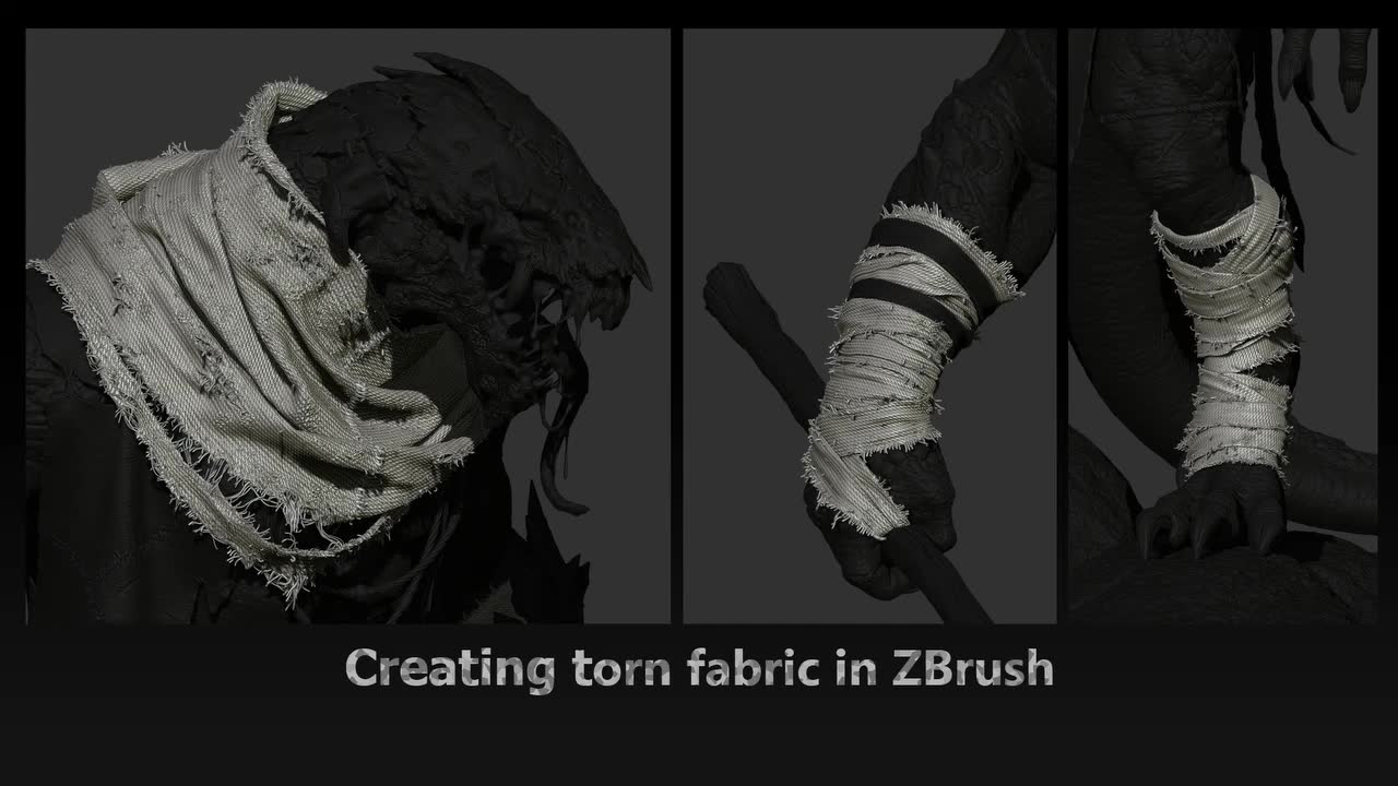 ripped fabric zbrush