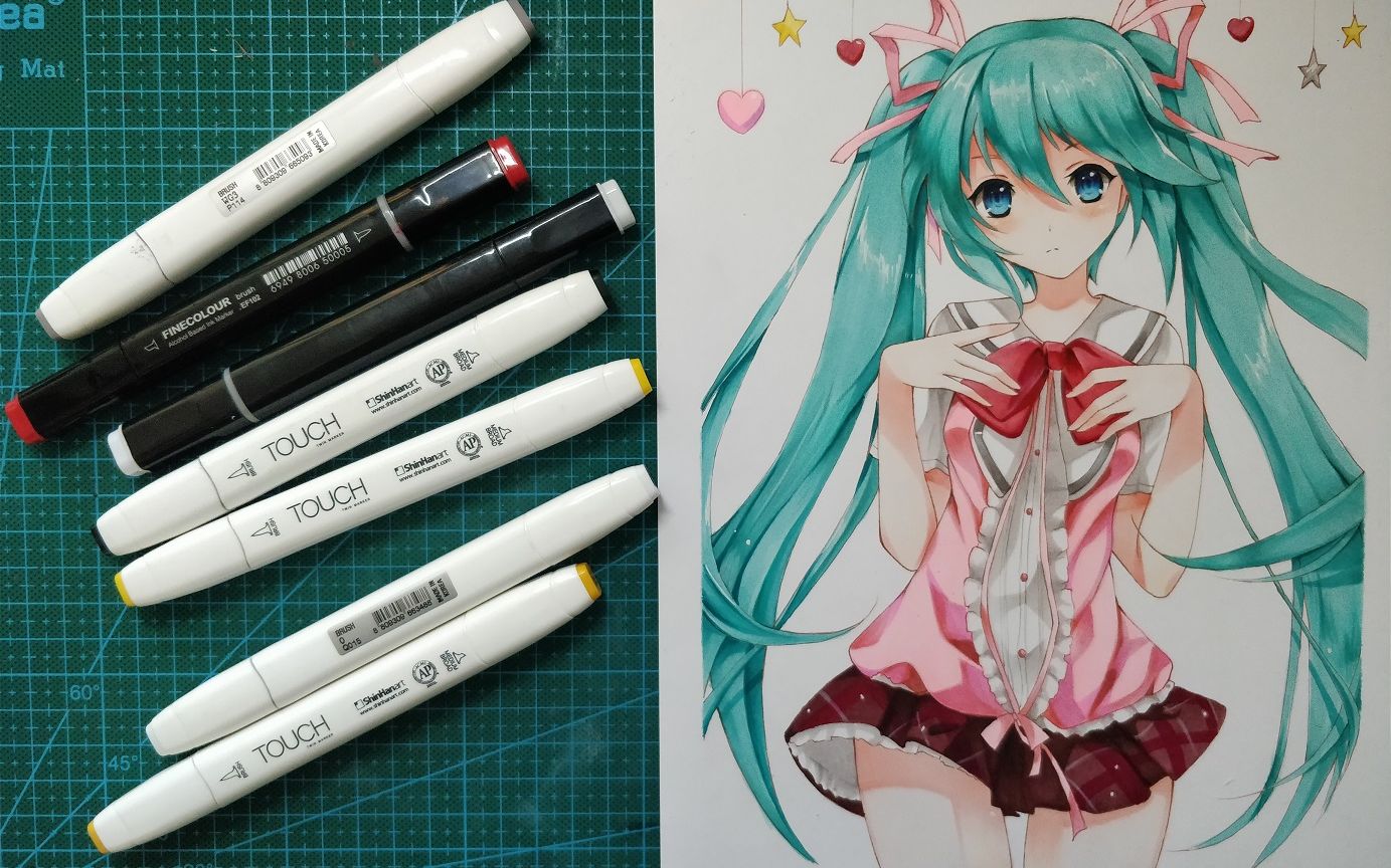 马克笔ty手绘初音临摹