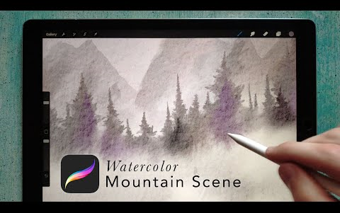 用procreate画超简单的水彩山水画