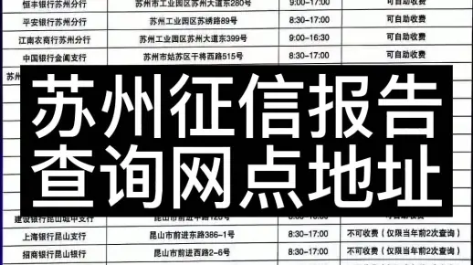 苏州查询征信报告的银行网点地址