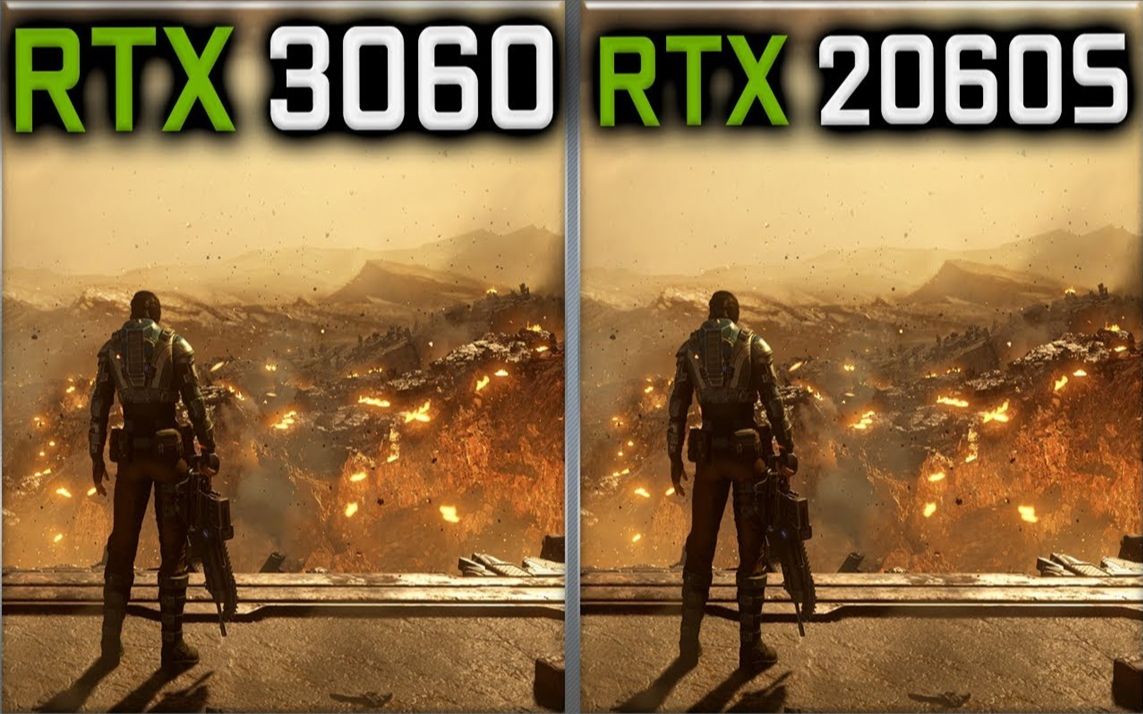 RTX 2060 Super 8G vs RTX 3060 12G 显卡对比（1080P分辨率测试，CPU为